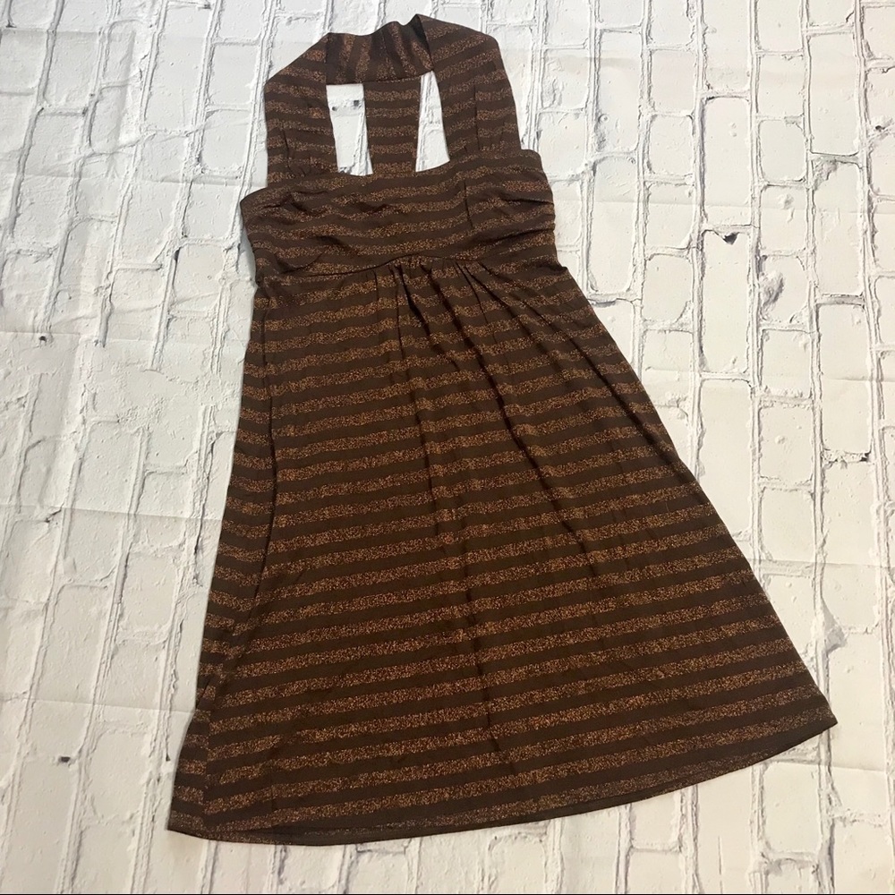 NWT Gold Sparkle Striped Dress Vava Joy Han Small - Picture 2 of 7